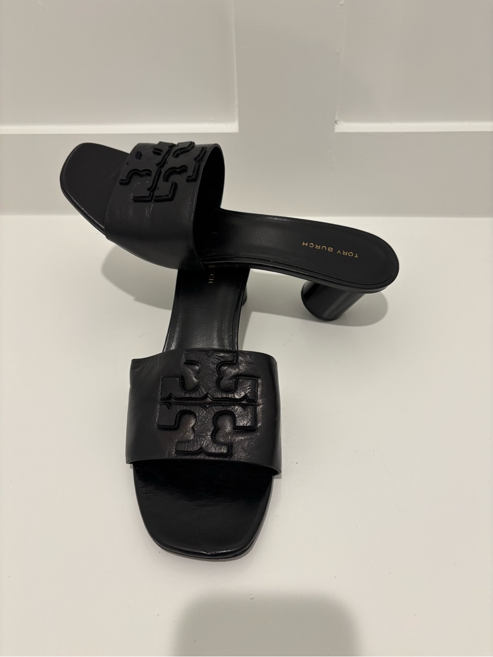 Tory Burch Black Leather Slide Sandals